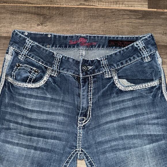 Rock and Roll Cowgirl Jeans Mid Rise Dark Wash 29x36 - Picture 8 of 9